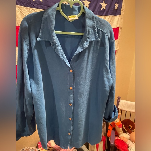 Drawstrings of Malibu made in the USA size L button down shirt. - Picture 1 of 8